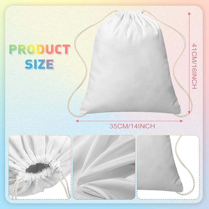 Saintrygo 24 Pcs Tie Dye Drawstring Bags Cotton Sublimation Blank Backpack Bulk - Image 2