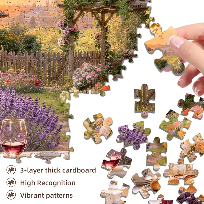 Cottage Garden Wine Puzzles for Adults 1000 Pieces, Challenging Jigsaw Puzzles - Image 2