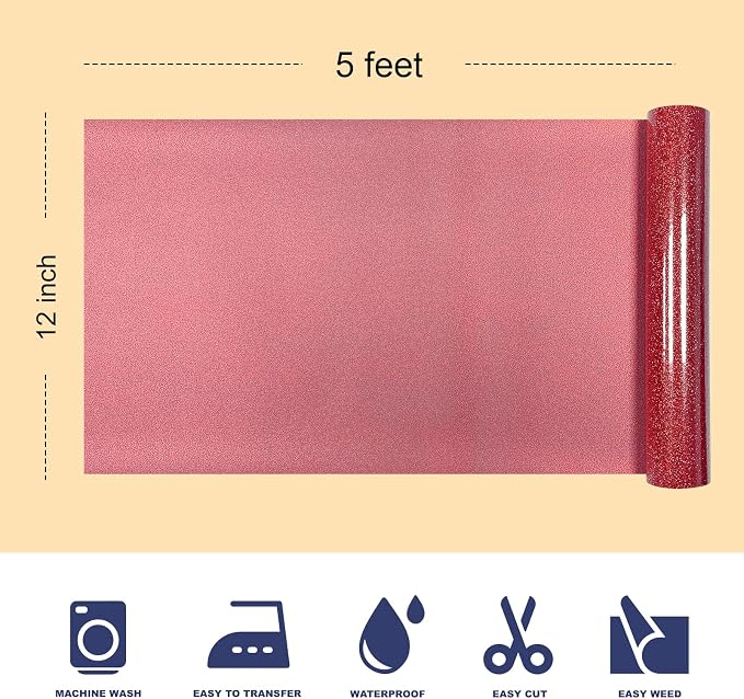 Glitter Puff Heat Transfer Vinyl, 12in X 5ft Iron on Vinyl | 3D Puff, Wash No - Image 2