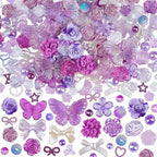 350 Pieces 3D Resin ABS Colorful Rose Flower Bows Butterfly Charms by ShowNow