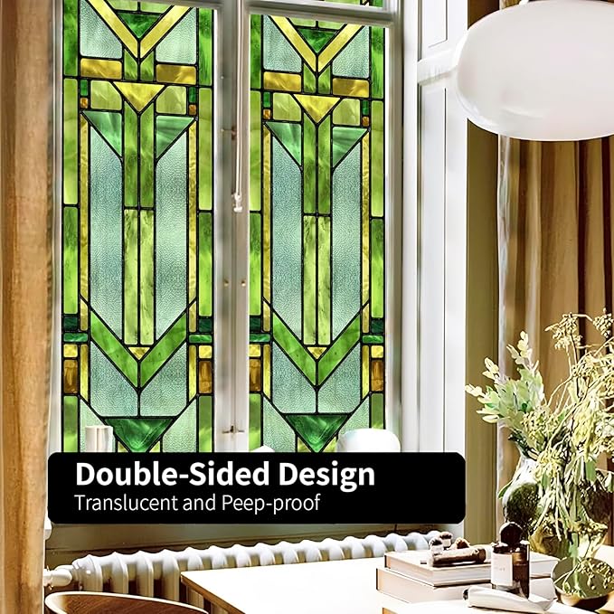 Original Hand Drawn Faux Stained Glass Window Film, Double-Sided Privacy Static - Image 6