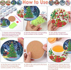 ijbnhd 8 PCS Christmas Diamond Art Coasters Kit Diamond Painting Coasters | - Image 6