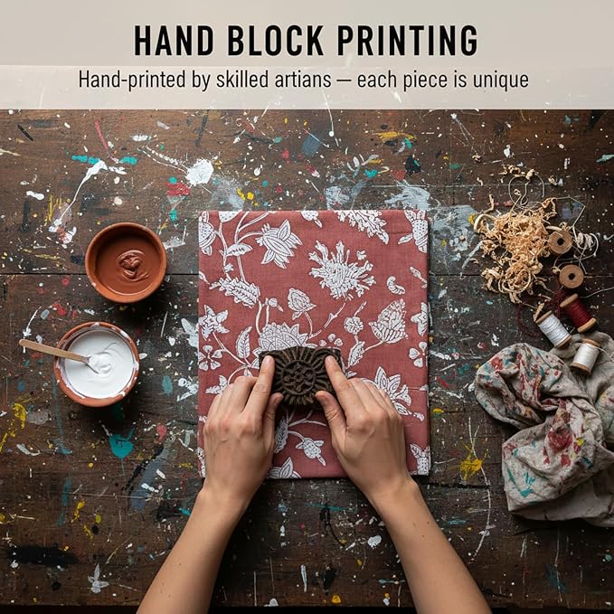 E-Tailor® Hand-Block Printed Pre-Cut Cotton Fabric Ideal - Image 5