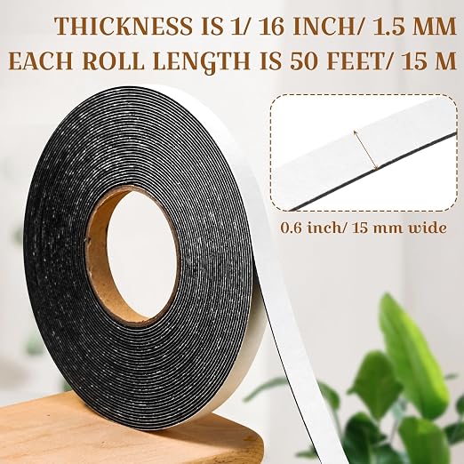 Tatuo 2 Rolls Double Sided Foam Tape 0.6 Inch by 50 Feet Black PE Foam Tape - Image 3