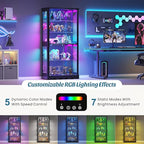 Dystler Display Cabinet with RGB LED Lights & Glass Doors, Flexible Storage - Image 3