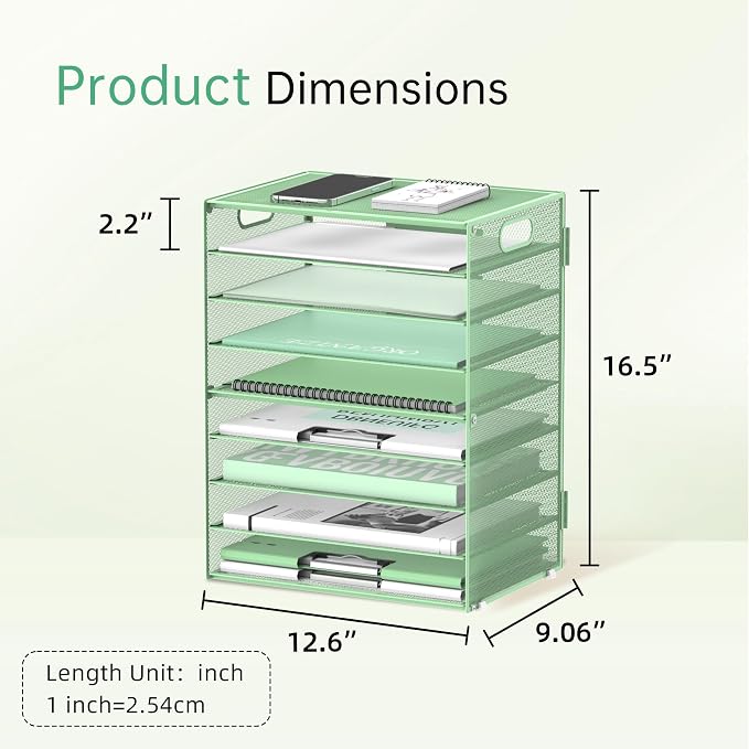DALTACK 9-Tier Paper Organizer for Desk, Mesh Letter Tray Desk Organizer - Image 2