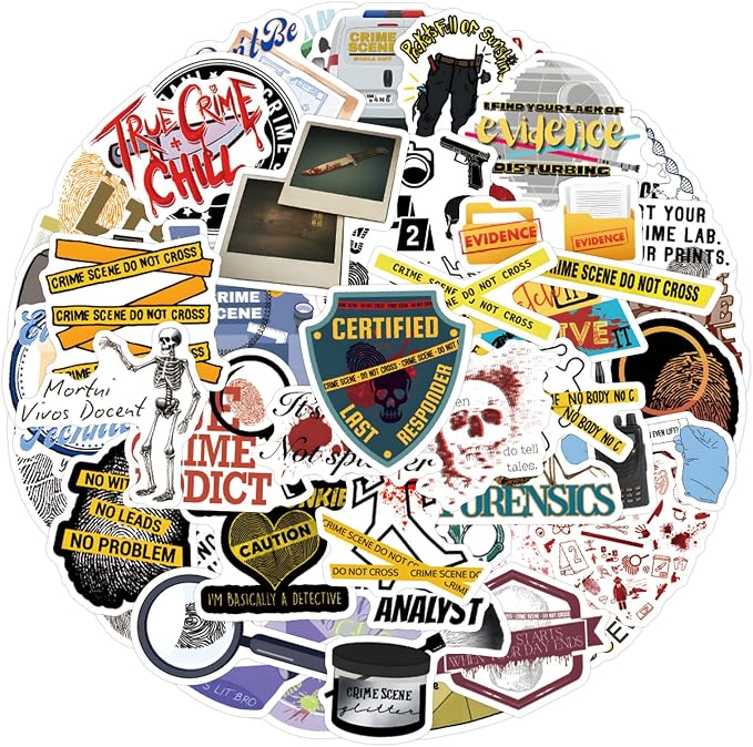 55 Pcs True Crime Forensic Stickers, Cool Detective Mystery Evidence Vinyl - Image 5
