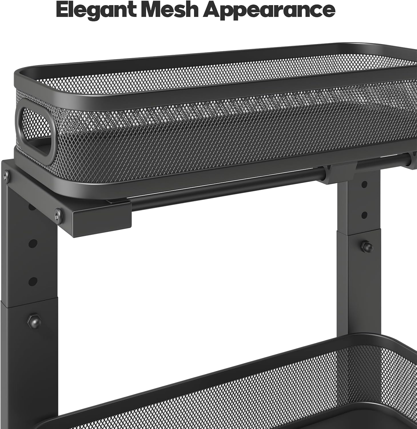 1 Pack 15.7IN-Depth Under Sink Organizer With Smooth Cylindrical Rail,2-Tier Pull Out Multi-Purpose Cabinet Storage for Bathroom&Kitchen,Height Adjustable,Rust-resistant Coating-Gun Gray