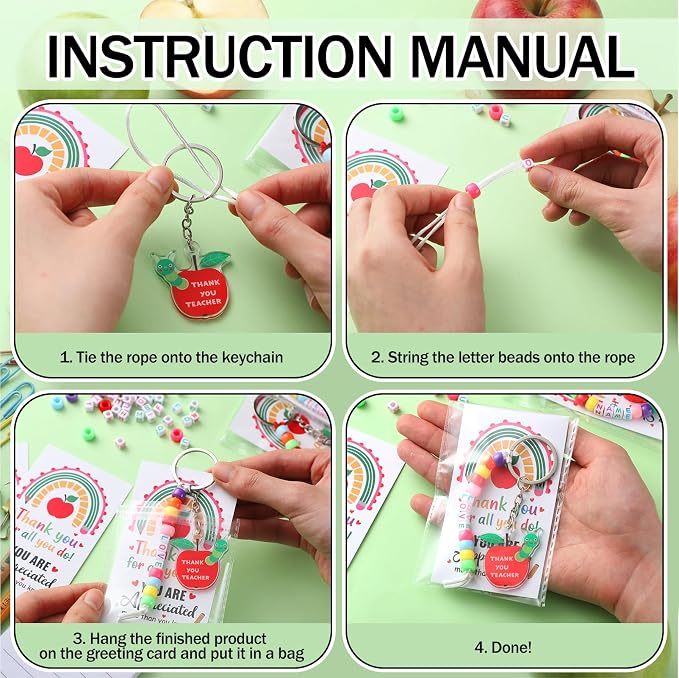 Suncalla 984 Pcs 24 Set Teacher Keychain Making Kit Teacher Charm Gifts | DIY - Image 3