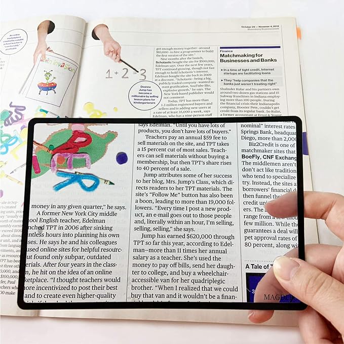 MAGDEPO 3X Page Magnifying Lens 4.75" x 7" Combo-Set 2 Bookmark Magnifier - Image 2
