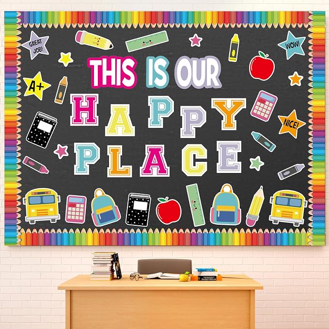 Mooliwe This is Our Happy Place Classroom Decor Welcome Back to School Bulletin by Mooliwe