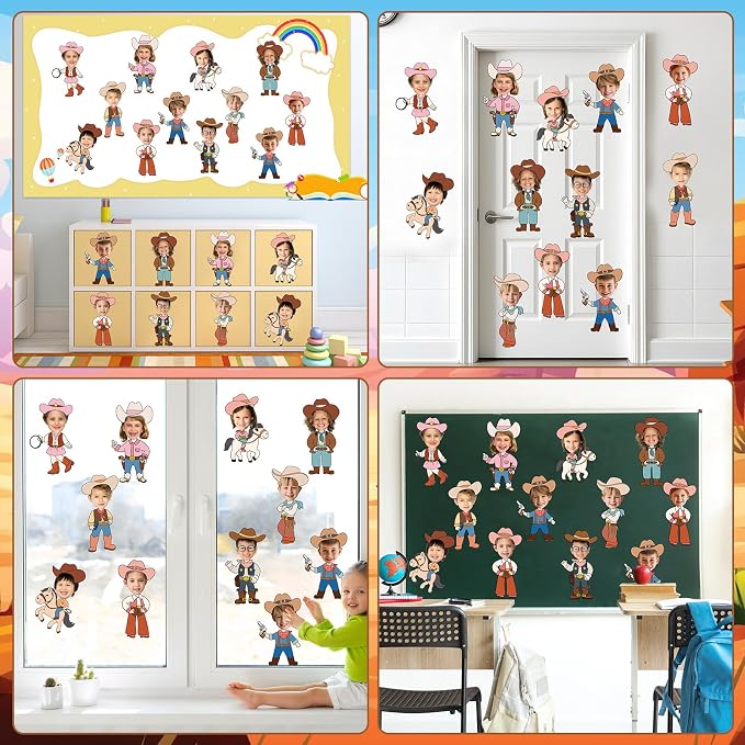 60pcs Western Theme DIY Cutouts Cowboy Cowgirl Hat Bulletin Board Decoration - Image 7