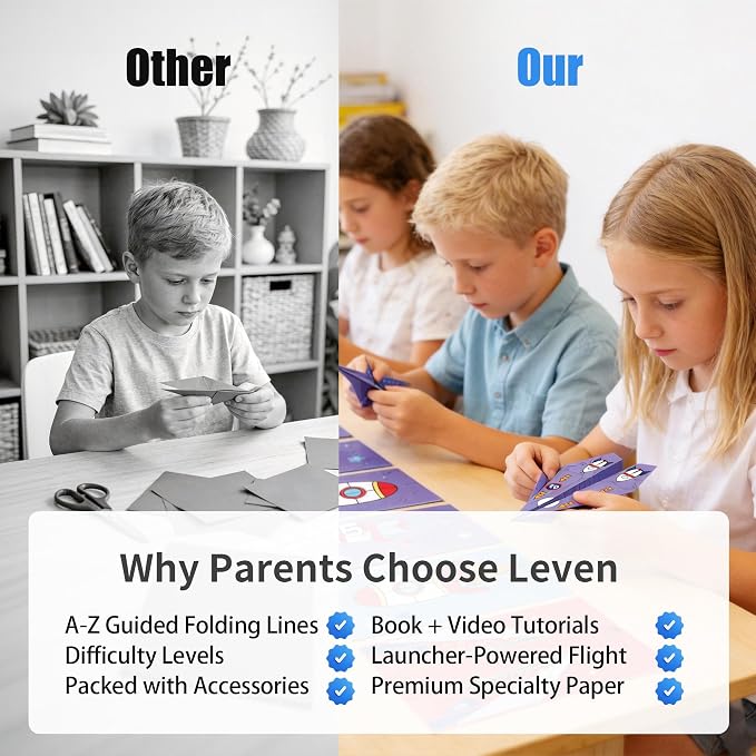 Leven DIY Paper Airplane Kit, 24 Progressive Origami Plane Designs, 48 Thick - Image 9
