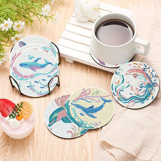 EWJRNSF 10 PCS Diamond Art Coasters Kit, Small Diamond Painting Coasters - Image 6