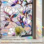 Rainbow Magnolia Stained Glass Window Privacy Film 17.5"x78.7" | Static - Image 6