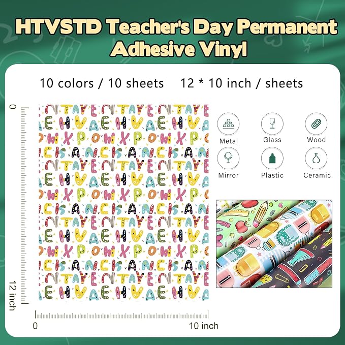Teacher Graphics Permanent Adhesive Vinyl 10 Sheets 12'' x 10'' | Pen Rules - Image 2
