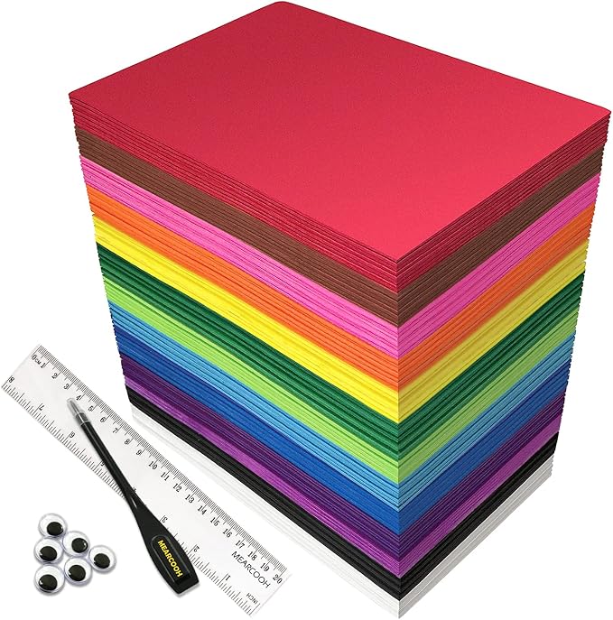 104 Pack Foam Sheets Craft 8.5 x 5.5 x 0.07 inch Eva Color Foam Paper Set by MEARCOOH