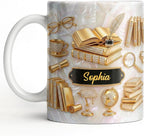 Personalized Book Lover Mug for Women, Custom Bookish Coffee Mug for Readers by ALMAGEMSUS