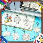 RattanView 24 Pcs Back to School Craft Color Your Own Keychains Diy Craft - Image 4