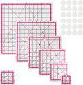 Quilting Rulers, 7 Pack Pink Square Acrylic Sewing Ruler Set, Precision Inch by MFBJXC