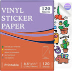Aevdor 120-Sheet Glossy White Printable Vinyl Sticker Paper, Inkjet | Glossy by Aevdor