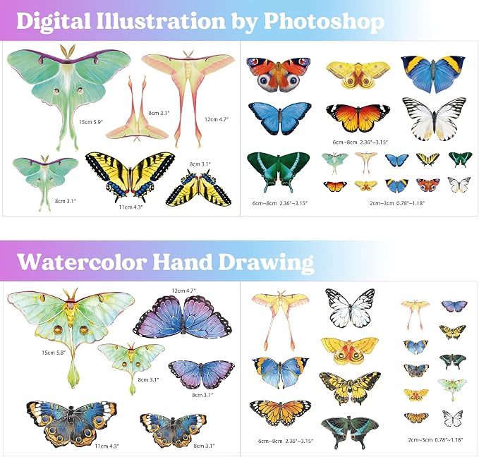LET'S RESIN Realistic Paper Butterfly Moth, Epoxy Resin Supplies, Vintage - Image 2