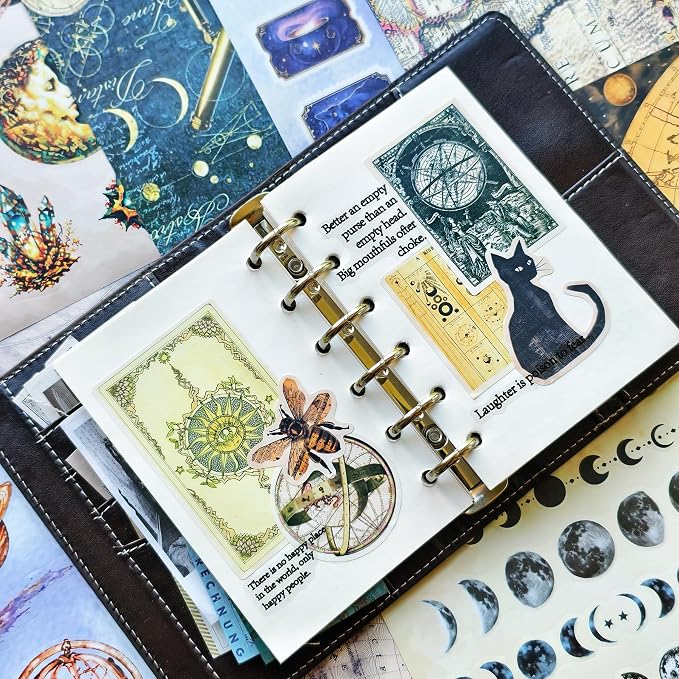 Vintage Astrology Sticker Book & Scrapbook Paper Pad, 40 Inner Pages - Image 5