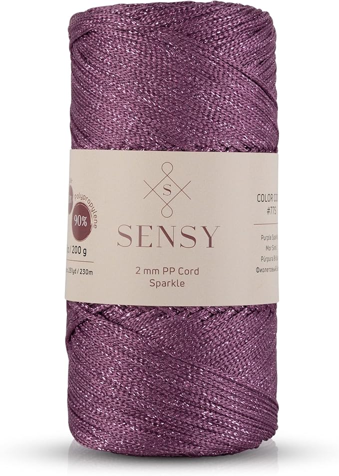 Sensy Premium 2mm 251 Yards Sparkle Polyester Rope 90% Polypropylene 10% by SSENSY
