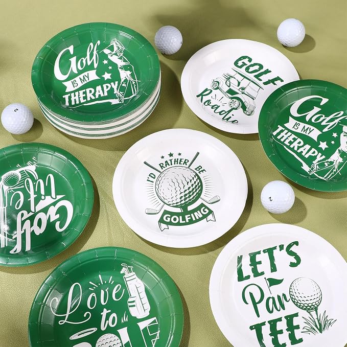 Funnymoom 60 Pcs Golf Party Paper Plates 7inch Golf Disposable Dessert Plates - Image 6