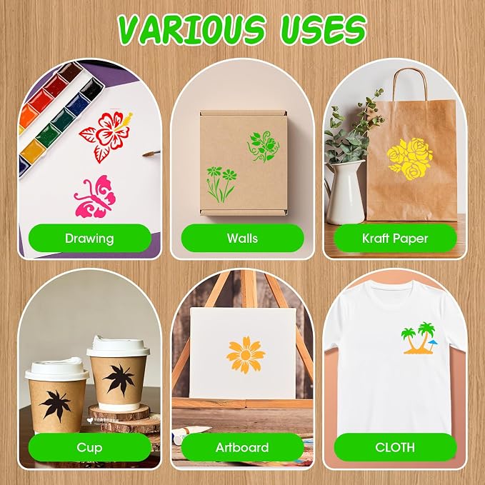 50 Pcs Large Flower Stencils for Painting, 3.94 X 3.94 Inch Flower Stencils for - Image 6