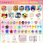 TOHONGADON 883 PCS Bead Keychain Making Kit, Colorful Bead Keychain Kits - Image 2