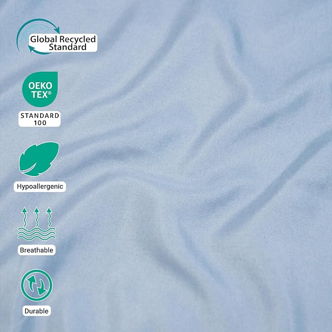 ZPECC King Flat Sheet Only 1 Pack, Durable Light Blue Top Bed Sheets - Image 2
