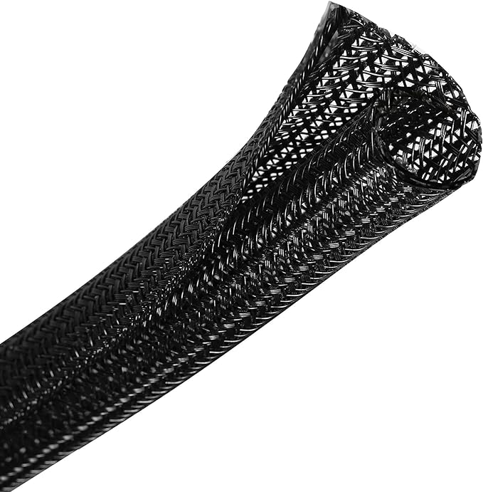 25ft - 1.25 inch Braided Cable Management Sleeve Cord Protector - Self-Wrapping by CrocSee