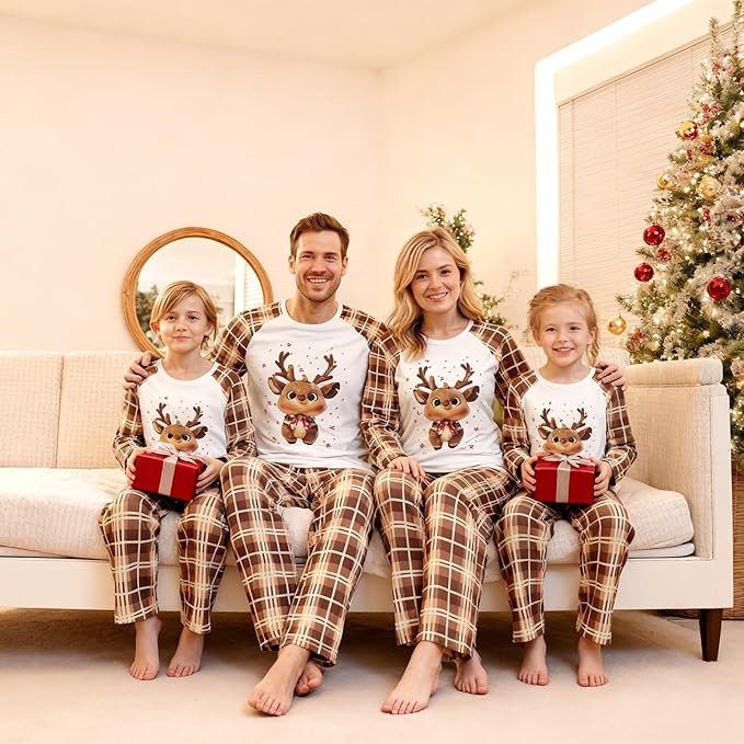 Awoscut Family Christmas Pajamas Matching Pajamas for Family, Xmas PJs Sets Holiday Sleepwear