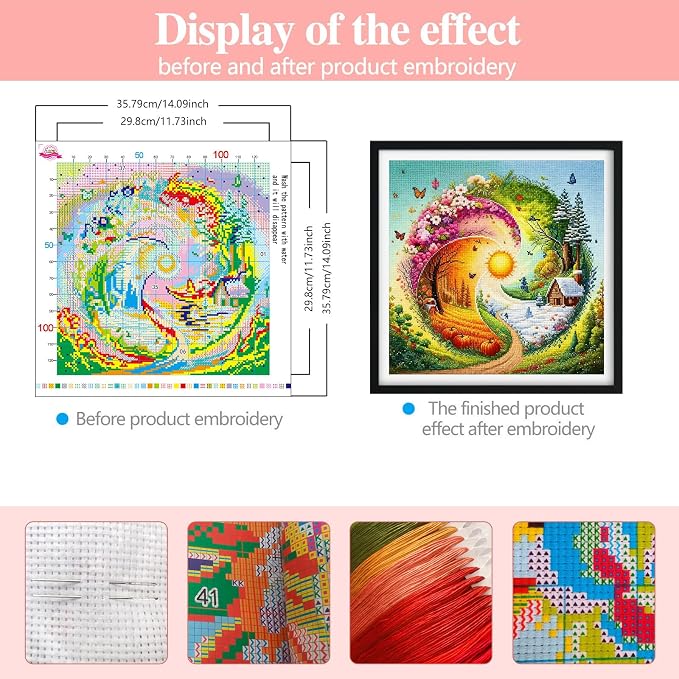 Zhenqing Four Seasons Yin Yang Stamped Cross Stitch Kit - Image 2