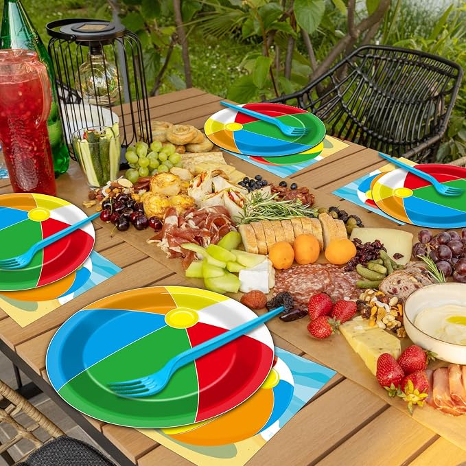 Qyeahkj 50 Guests Beach Pool Ball Party Plates and Napkins Tableware Set Summer - Image 6