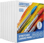 FIXSMITH Stretched White Blank Canvas- 8x8 Inch, 8 Pack, 100% Cotton, 5/8 Inch - Image 2
