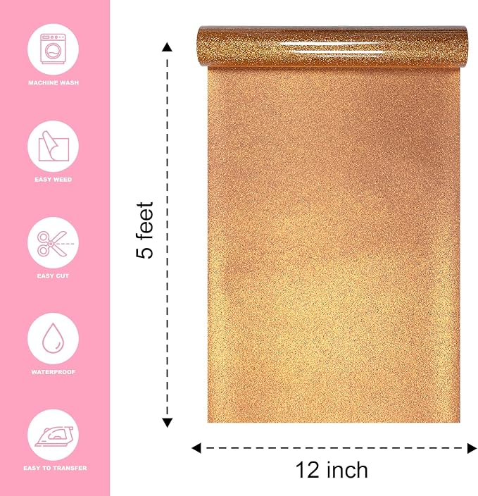 Bronze Glitter Heat Transfer Vinyl, Glitter Iron-On - Image 2