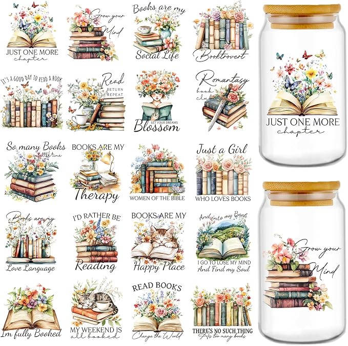 Rngmsi 20 Sheets Reading Books UV DTF Cup Wrap Cold UV DTF Transfer Sticker | by RNGMSI
