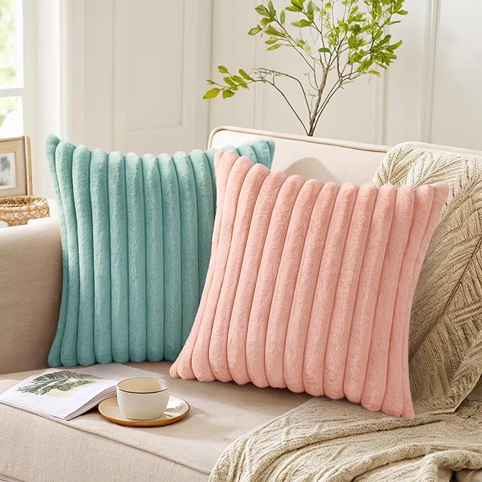 Pallene Faux Fur Plush Throw Pillow Covers 18x18 Set of 2, Luxury Soft Fluffy - Image 5