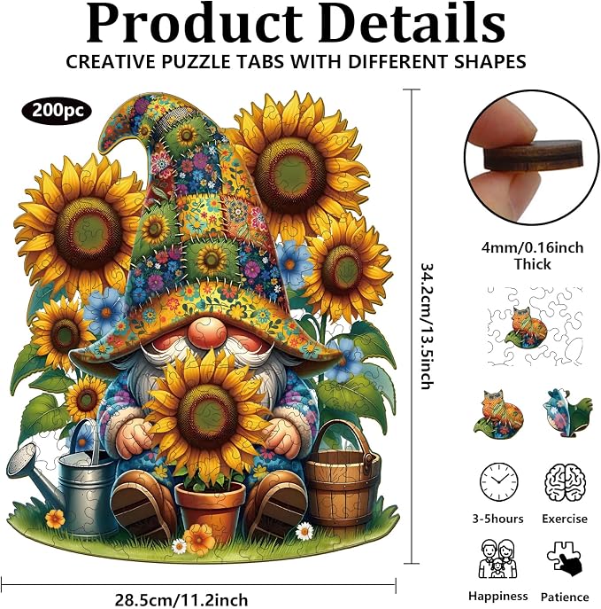 200pcs Wooden Puzzles for Adults Unique Animal Shaped Pieces | Colorful Funny - Image 2