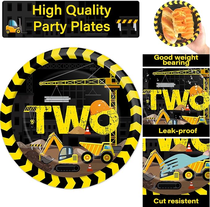 50 Guests Construction Birthday Plates and Napkins Forks Party Supplies - Image 3