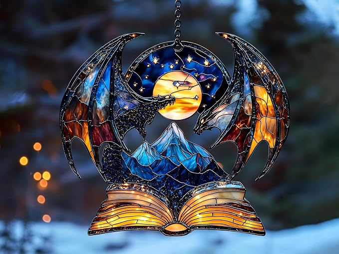 Fantasy Book Lover Acrylic Suncatcher Window Hanging Mini Bookshelf Decor - Image 2