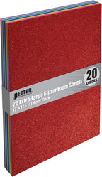 Better Office Products 20 Pack Extra Large Glitter Foam Sheets, 12 x 17.5 Inch by BetterOfficeProducts