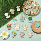 100 pcs Mixed Styles Cactus Potted Theme Unfinished Wood Cutout Charms Tropical - Image 4