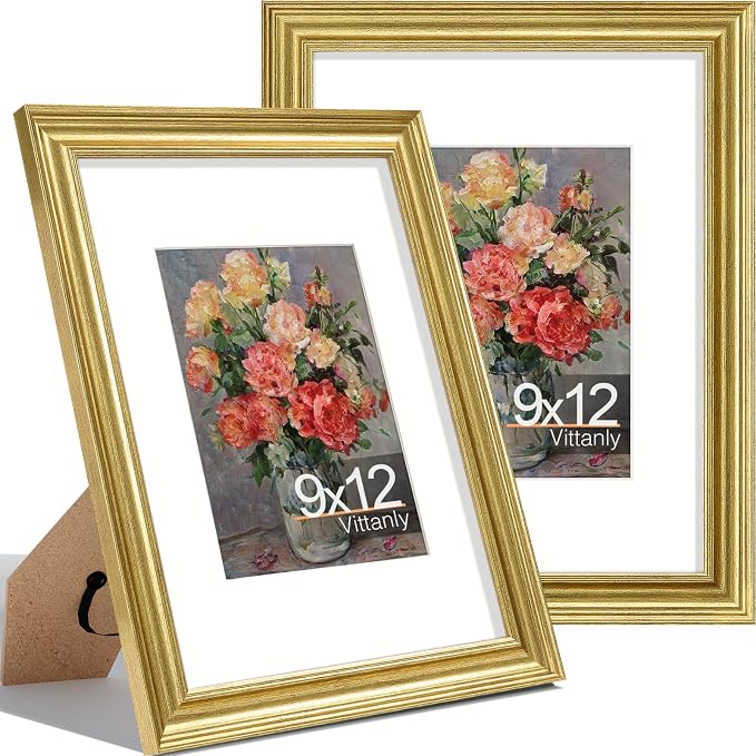 Vittanly 9x12 Picture Frames Set of 2, Ornate Vintage Photo Frame by Vittanly
