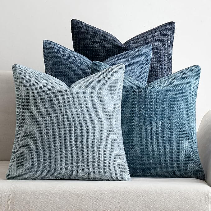 MIULEE Pack of 4 Couch Throw Pillow Covers 24x24 Inch Neutral Blue Soft by MIULEE