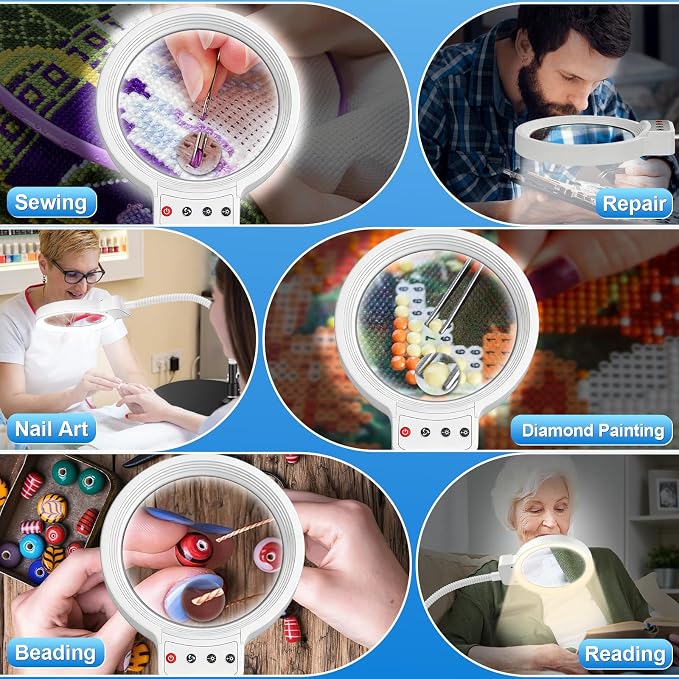 10X 30X Magnifying Glass with Light and Stand, 72 LED 3 Color Modes Stepless - Image 8
