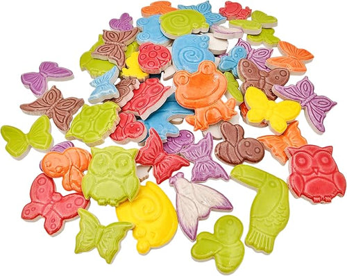 1.1lb Ceramic Mosaic Tiles, Mixed Colour Ceramic Mosaic Pieces by Unknown
