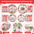 450 Pcs Strawberry Baby Shower Tableware Set Decorations A Berry Sweet Baby - Image 3